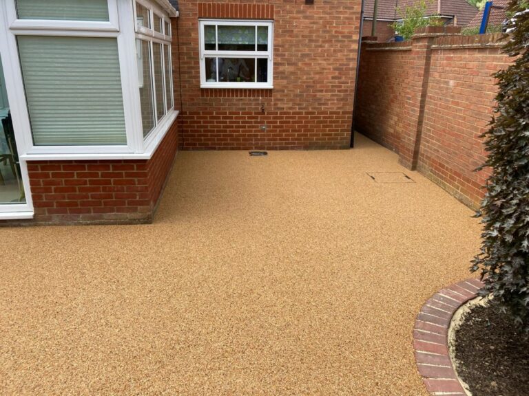 Resin Bound Patio with New Lawn in Ashford, Kent