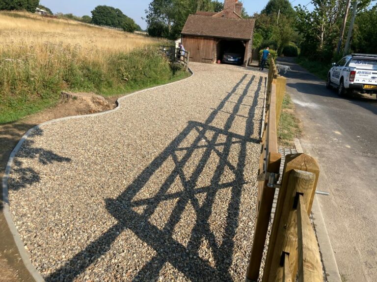 Gravel Driveway with Cobble Apron in Ashford, Kent