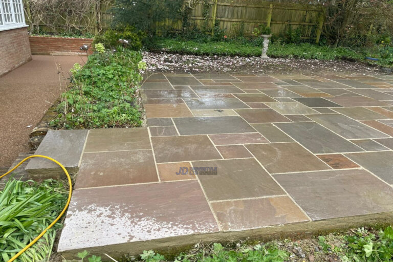 Patio With Indian Sandstone In Sellindge, Kent (5)