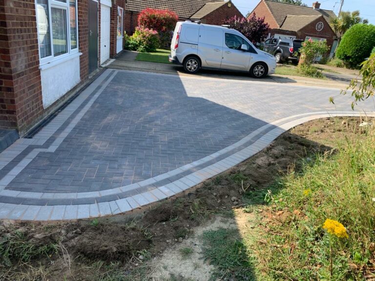 Charcoal Block Paved Driveway With Light Grey Border In Ashford, Kent (10)
