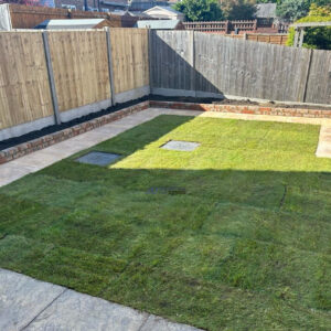 Artificial Lawn Installation with New Fence, Footpath and Shed Base…