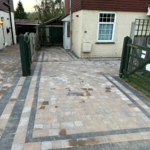 Adjacent Driveways with Three-Sized Block Paving in Ashford, Kent