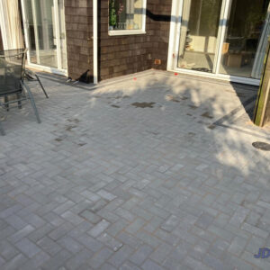 Block Paved Patio with Sleeper Border in Ashford, Kent