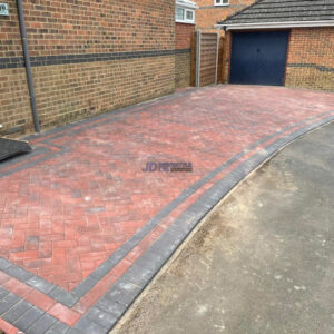 Driveway with Red and Charcoal Block Paving in Folkestone, Kent