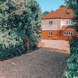 Gravel Driveway and Block Paving Patio in Cranbrook