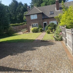 Gravel Driveway with Block Paving Patio in Westerham, Kent