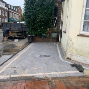 Herringbone Paved Charcoal Driveway in Horsmonden, Tunbridge Wells