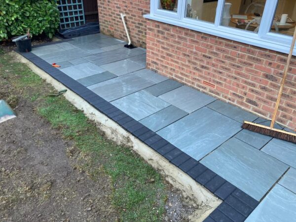 Indian Sandstone Patio With Brick Border In Ashford Kent 4.jpeg