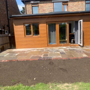 Indian Sandstone Slabbed Patio in Ashford, Kent