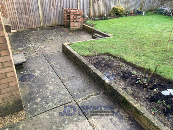 Patio With Retaining Sleeper Wall In Ashford 1.jpeg