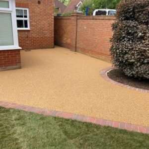 Resin Bound Patio with New Lawn in Ashford, Kent