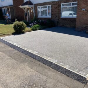 Resin Driveway with Grey Brick Border in Ashford, Kent