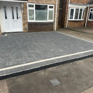 Small Charcoal Block Paved Driveway in Ashford, Kent