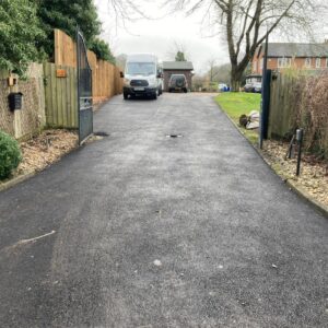 Tarmac Driveway with New Fence and Sleeper Wall in Challock,…