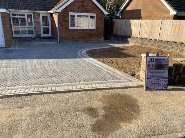 Driveway laid with block paving in Acrise, Kent