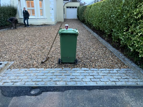 Gravel with granite border in Park Wood, Kent